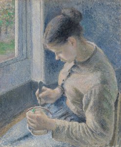 コーヒーを飲む若い農民、1881年。 作： Camille Pissarro