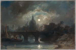 夜の都市の眺め、1831年 作： Camille Roqueplan