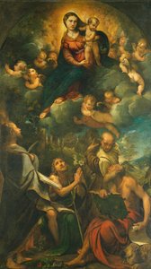 栄光のマドンナ、またはマドンナと子供と聖人 作： Camillo Boccaccino
