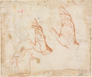 Hands versoの研究c。 1590。 作： Camillo Procaccini