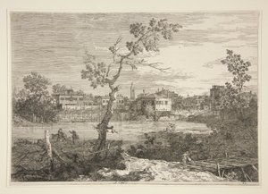シリーズVedute（Views）からの川岸の町の眺め 作： Canaletto (Giovanni Antonio Canal)