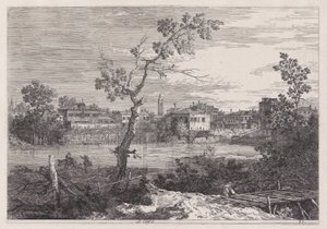 シリーズVedute（Views）からの川岸の町の眺め 作： Canaletto (Giovanni Antonio Canal)