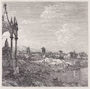 司教のいる町の眺め 作： Canaletto (Giovanni Antonio Canal)