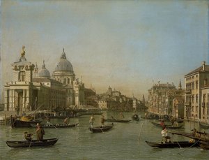 プンタ デッラ ドガーナとサンタ マリア デッラ サルーテ近くの大運河への入り口 作： Canaletto (workshop of)