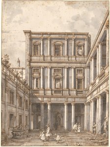 Procuratie Nuoveのベネチアの中庭、c。 1760年。 作： Canaletto