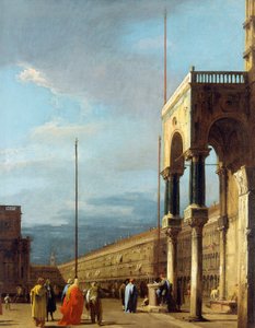 カナレット - 北西から見た広場とサン・マルコ教会のナルテックス 1723-24年頃