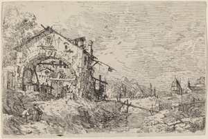 井戸にいる女性のいる風景、c. 17351746。 作： Canaletto
