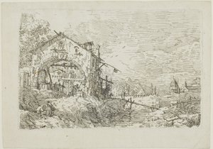 ヴェデューテより「井戸にいる女のいる風景」 作： Canaletto