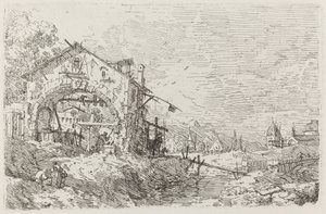 井戸の女のいる風景[左下]、c. 17351746。 作： Canaletto