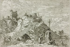 ベデューテより、祈りの巡礼者のいる風景 作： Canaletto