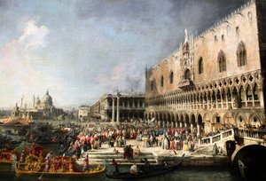 「ヴェネツィアでのフランス大使のレセプション」、1726-1727 作： Canaletto