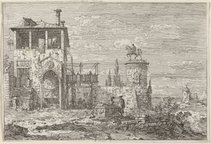 馬術記念碑、c。 17351746。 作： Canaletto