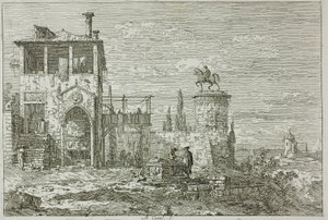 Vedute の騎馬記念碑 作： Canaletto