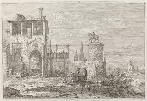 馬術記念碑[右上]、c。 17351746。 作： Canaletto