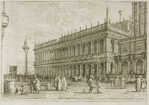 図書館、Veduteより 作： Canaletto