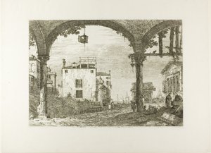 ベデューテのランタンのある柱廊玄関 作： Canaletto