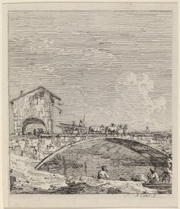 橋を渡る馬車、c. 17351746。 作： Canaletto