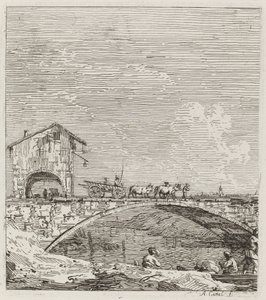 橋を渡る馬車、c. 17351746。 作： Canaletto