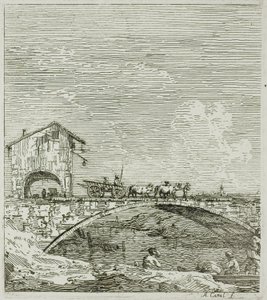 ヴェデューテより「橋を渡る馬車」 作： Canaletto