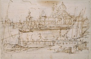 ベネチア: 18 世紀中頃のモロ ディ テッラノーヴァのドガーナと聖マリアの敬礼 作： Canaletto