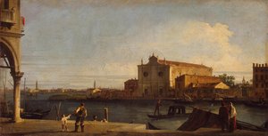 1725年から1728年の間のムラーノ島のサンジョヴァンニデイバットゥッティ教会の眺め。 作： Giovanni Antonio Canal