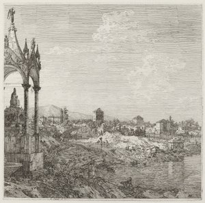 司教の墓のある町の眺め、c。 17351746。 作： Canaletto