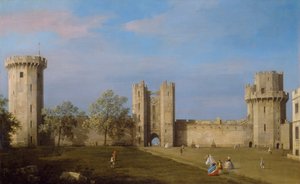 ワーウィック城、アウターコートのイーストフロント、1752年 作： Giovanni Antonio Canal