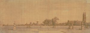 ワーウィック: プライオリー ガーデンから見た町と城 作： Canaletto