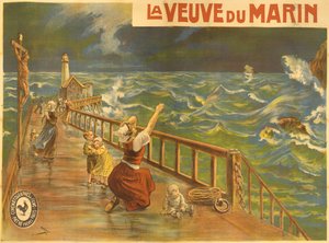 Pathe社のサイレント映画「La Veuve du Marin」のポスター 作： Candido Aragonez de Faria