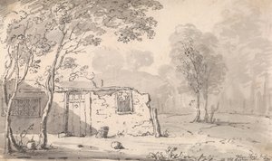 1814 年 5 月、チェスハント近くのオールド ラスキンズ コテージ、フラムステッド エンド 作： Capt. Thomas Hastings