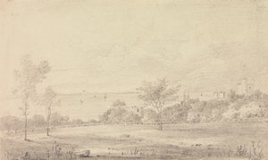 遠くに城のある風景、ワイト島 作： Capt. Thomas Hastings