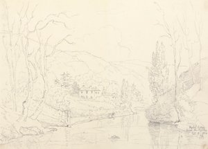 橋から見たライダル コテージ、1836 年 2 月 8 日 作： Capt. Thomas Hastings