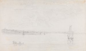 ソレント川からのワイト島カウズのスケッチ 作： Capt. Thomas Hastings