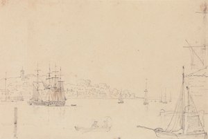 ワイト島、ウェスト カウズ近くの船のスケッチ 作： Capt. Thomas Hastings