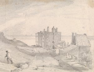 Esboço de uma estrada de penhasco e edifícios, Hastings 作： Capt. Thomas Hastings