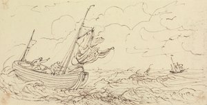 Esboço de um navio em um mar tempestuoso 作： Capt. Thomas Hastings