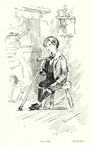 ディケンズのキャラクタータイニーティム（リトグラフ 作： Captain Edward Henry Handley Read