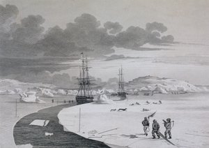 ウィリアムエドワールによって1821年から22年にかけて行われた、大西洋から太平洋への北西航路の発見のためのジャーナルの2番目の航海から1821年10月に冬の島に割り込む