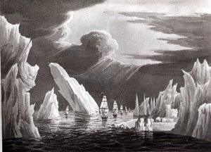 1818年6月16日、D。ハヴェルによって彫刻された氷の通路（bw写真） 作： Captain N. Rofs