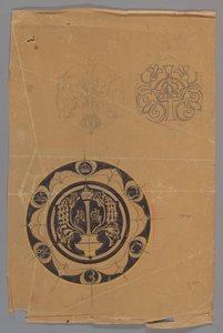 Entwurf für einen Teller mit Krone und Monogramm 作： カレル・アドルフ・ライオン・カシェ