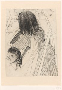 座っている女子高生のスケッチ シート 作： Carel Adolph Lion Cachet