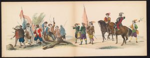 ライデン学生の仮面舞踏会、1850年（プレート12） 1629年のヘルトーヘンボスでのフレデリック・ヘンドリックによるイントクト：H.H. Leydsche Hoogeschool den XI の学生 1850 年 6 月 (オブジェクトのシリーズ タイトル) 作： Carel Christiaan Antony Last