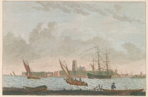 メルヴェーデからのドルドレヒト、1790年頃 Dordrecht van de Merwe to see / La ville Dordrecht - Prize du coté dela riviere dite la Merwe (オブジェクトのタイトル) 作： Carel Frederik Bendorp (I)