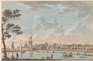 Gezicht op de Hogesluis, ca. 1790年 Hooge Amstel Sluis te Amsterdam / 高い橋、hoog sluis と呼ばれる - 以前は恋人の橋と呼ばれていた、後にアムステルダムでアムステルの側から撮影 (タイトルはオブジェクト) 作： Carel Frederik Bendorp (I)