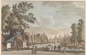 ロッテルダムのルーヴハーフェン、1790年頃 ロッテルダムの Leuvehaven / Leuvenhaven a Rotterdam の運河 (オブジェクトのタイトル) 作： Carel Frederik Bendorp (I)