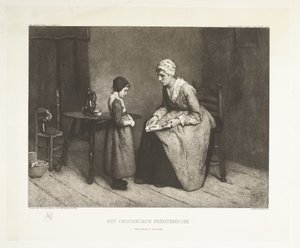 絵本の涙で女の子を叱る女性 引き裂かれた絵本 (オブジェクトのタイトル) 作： Carel Lodewijk Dake