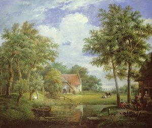オランダの農場のシーン 作： Carel Lodewijk Hansen