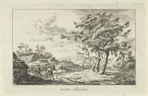 道に犬を連れたハンター Buyten Haarlem (オブジェクトのタイトル) 風景 (a-f) (連載タイトル) 作： Carel Lodewijk Hansen