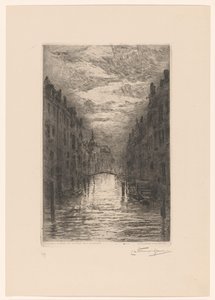 夜のドルドレヒトの運河 ドルドレヒト。 Canal, effet de soir (原題) 作： Carel Nicolaas Storm van 