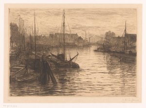 夜のドルドレヒトのリーダイクスハーフェン Dordrecht, Riedijkshaven, le soir (原題) 作： Carel Nicolaas Storm van 